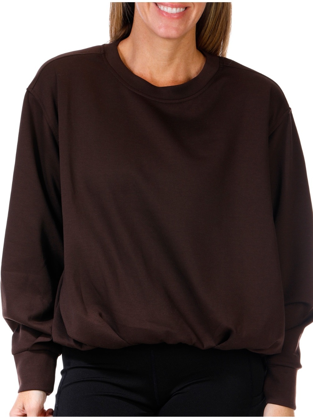 NWT Apana Heathered Crew Neck Long Sleeve Top Size Size S